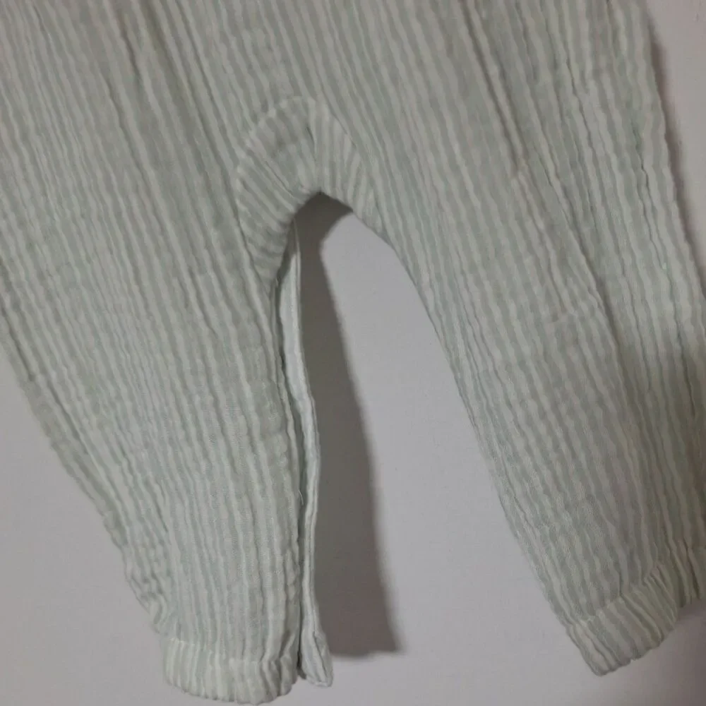 Carter's‎ Girls 3-6M Green/White Striped Seersucker Romper Sleeveless